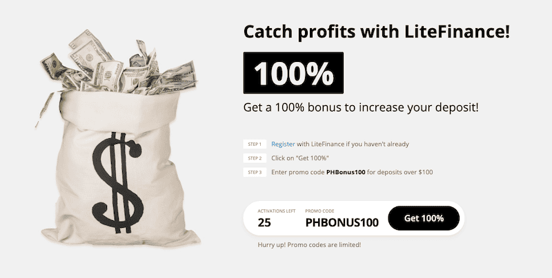 LiteFinance 100% Deposit Bonus